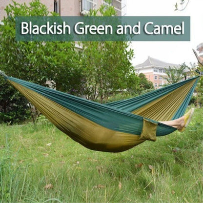 Durable and lightweight parachute hammock in various outdoor-friendly color options