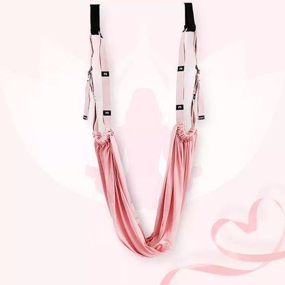 Adjustable yoga stretch belt in pink, green, or purple for full body workouts