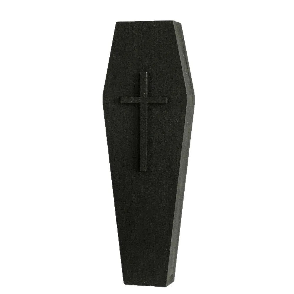 Black wooden cross wall shelf for vases measuring 27x9cm