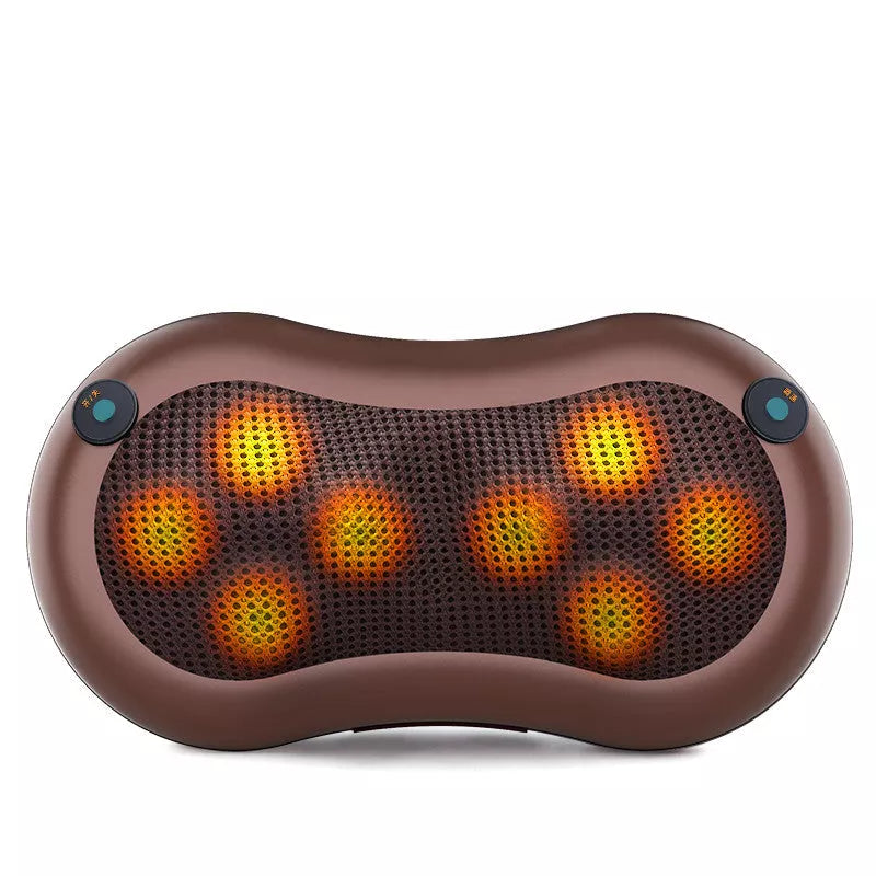 Massager Pillow with multiple head options for targeted muscle relief, compact and portable design