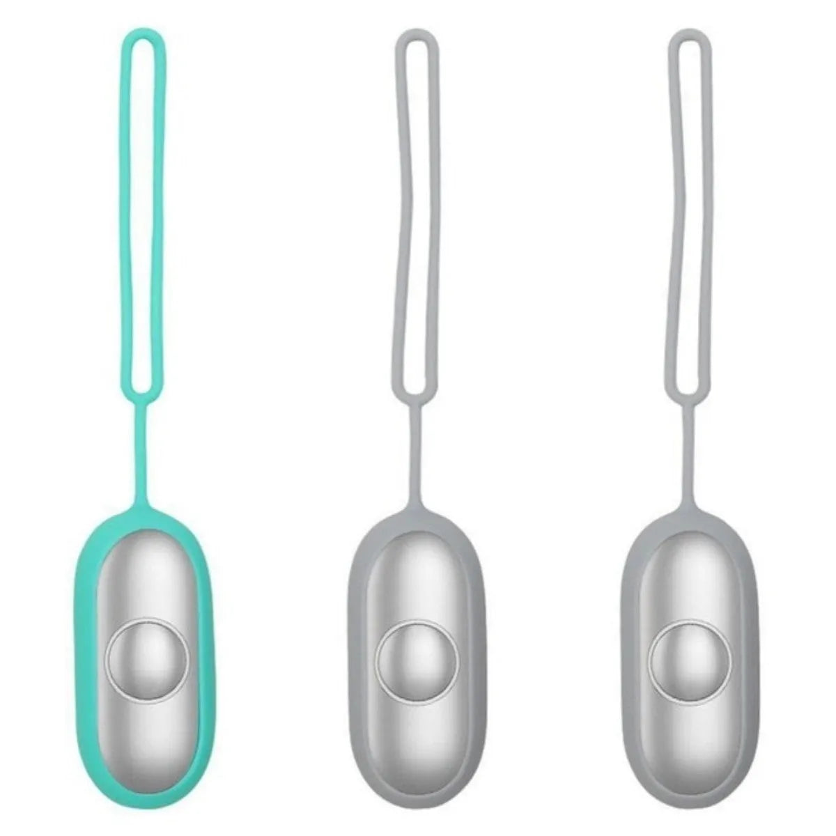 Hand-held micro-current sleep aid device in grey, green, and orange colour options
