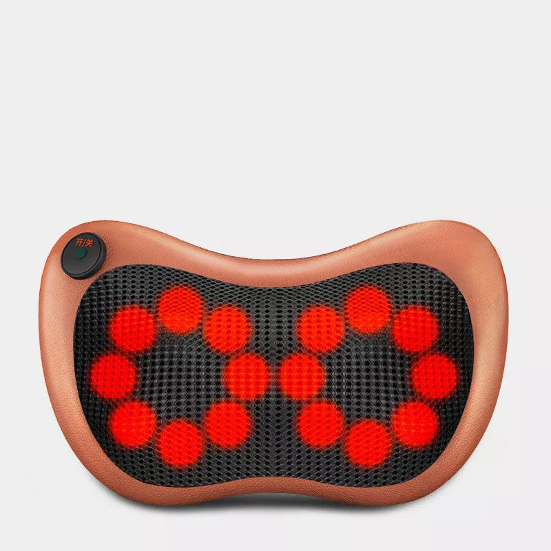 Massager Pillow with multiple head options for targeted muscle relief, compact and portable design