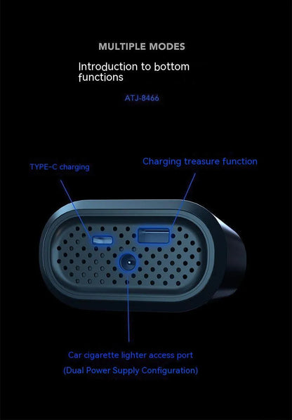 Handheld wireless digital display air pump with LED light showing pressure reading