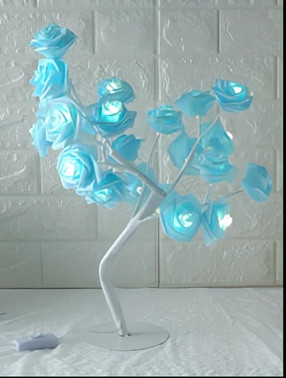 LED simulation small flower tree lamp with warm light illumination in White pink colour option