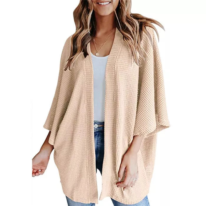 Bat Sleeve Waffle Gerson Women's Cardigan in various colors and sizes