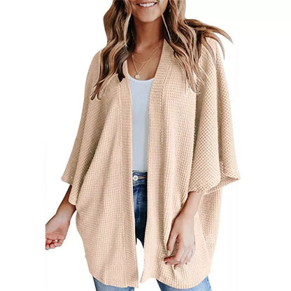 Bat Sleeve Waffle Gerson Women's Cardigan in various colors and sizes