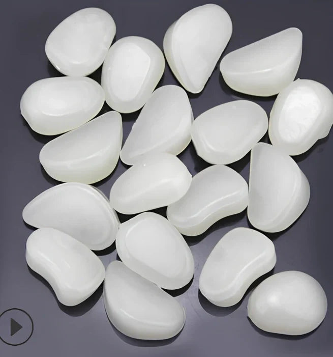 Blue, green, and white glow in the dark resin rocks for aquarium decoration with irregular shapes