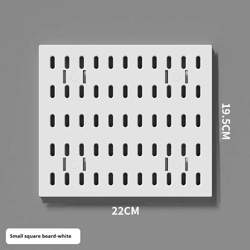 White and black punch-free wall storage rack with multiple size options for cable organisation