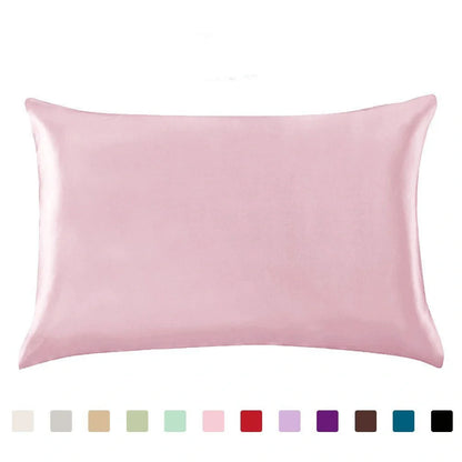Luxurious satin pillowcases in various colors and sizes, offering soft and breathable comfort