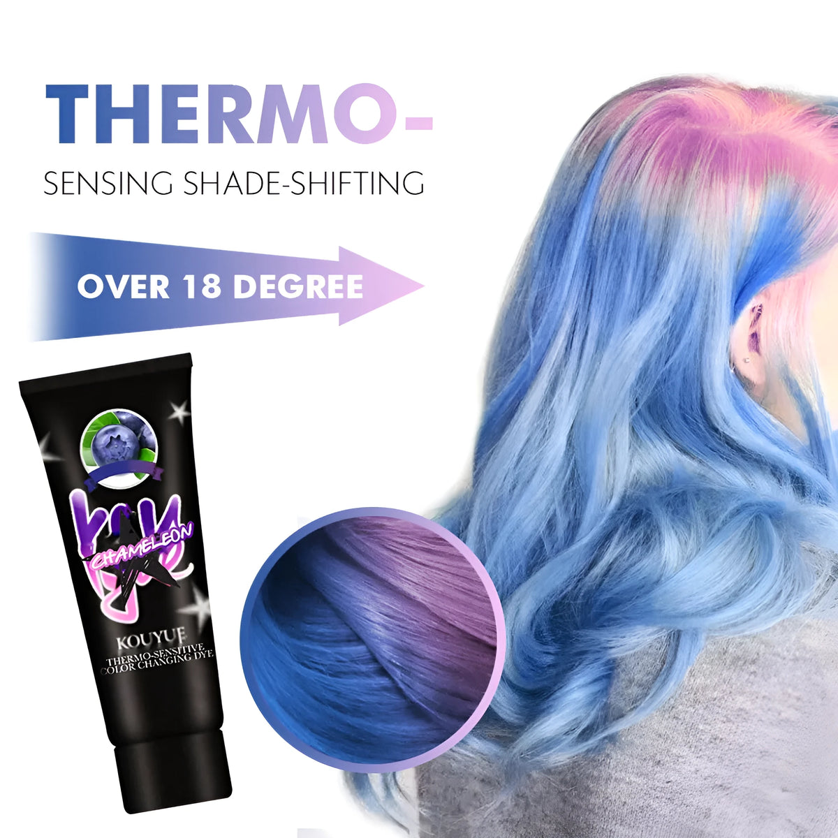 60ml thermochromic hair dye colour cream jar with sponge applicator for temporary heat-activated hair colour