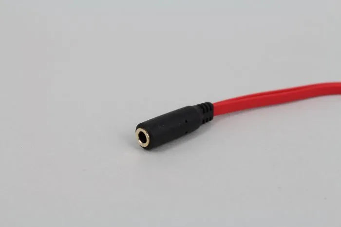Double line computer headset adapter cable, 3.5mm audio plug, 19cm, black white red, steel wire core