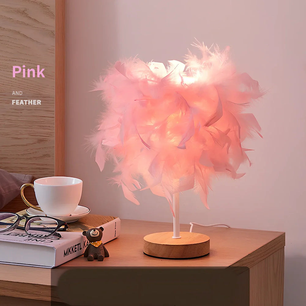 Feather lamp with modern design for corridor lighting in pink, purple or white colour options