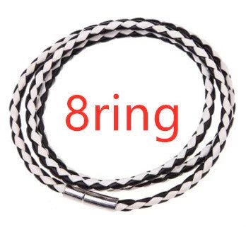 Personalized men's braided leather bracelet with stainless steel beads and custom name charm