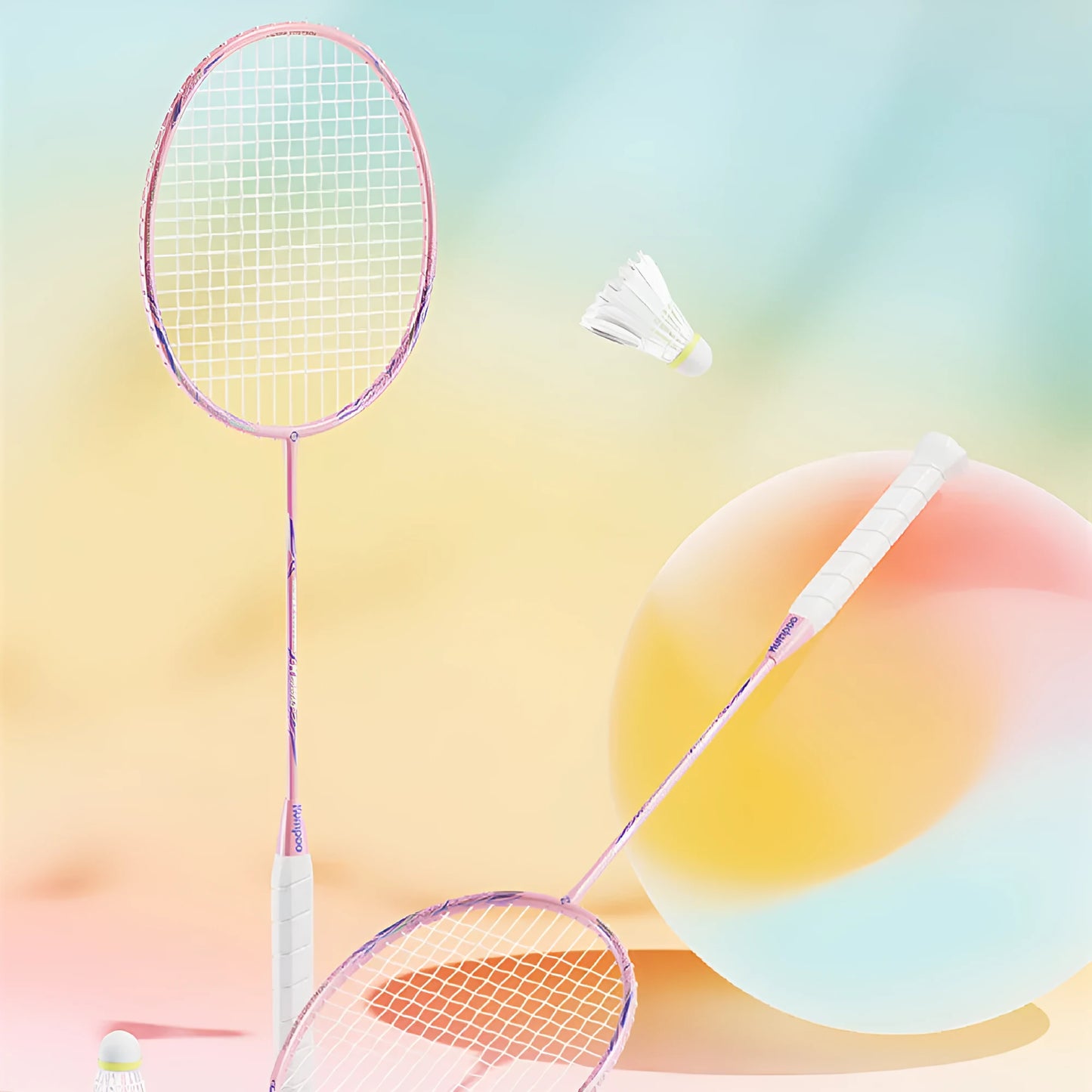 K520pro all carbon fibre badminton racket in black, pink, or white with optional line patterns