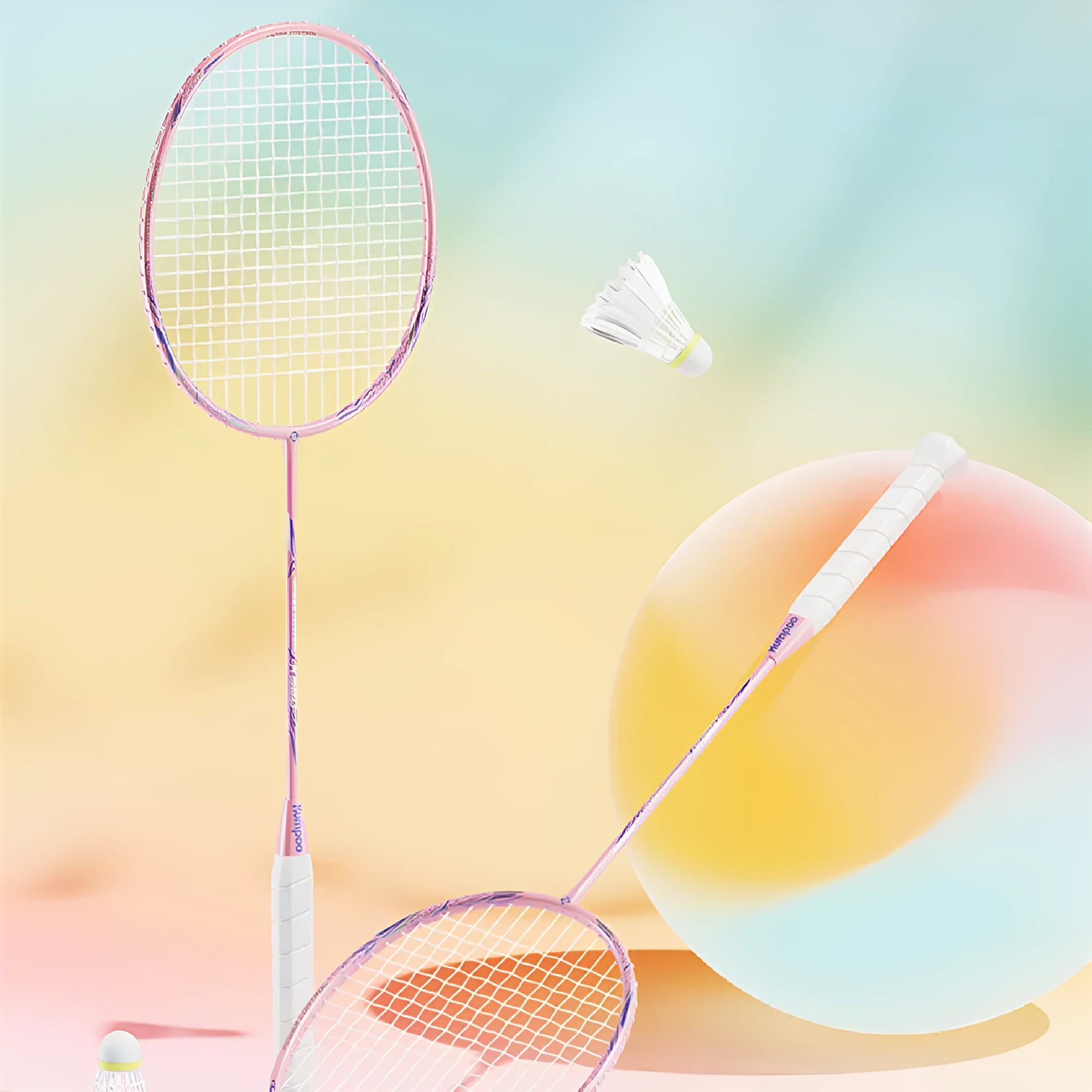 K520pro all carbon fibre badminton racket in black, pink, or white with optional line patterns