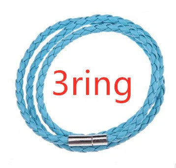 Personalized men's braided leather bracelet with stainless steel beads and custom name charm