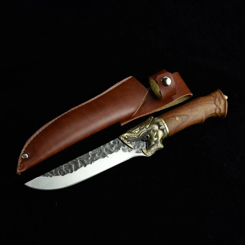 Hand forged lightweight slicing knife with rosewood handle and sharp 5Cr15Mov blade
