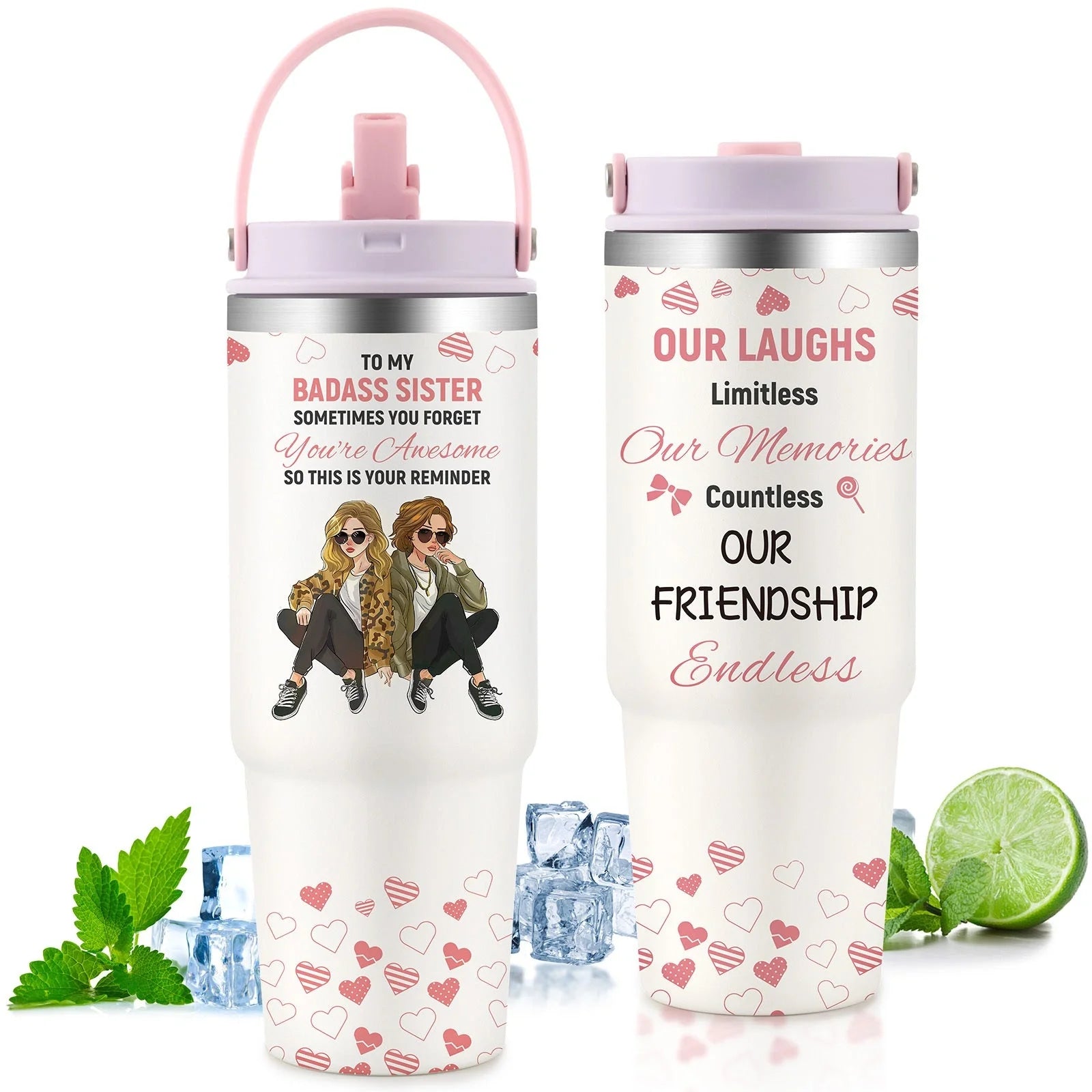 Premium 30oz stainless steel insulated cup in various colors, keeping drinks hot or cold for hours.