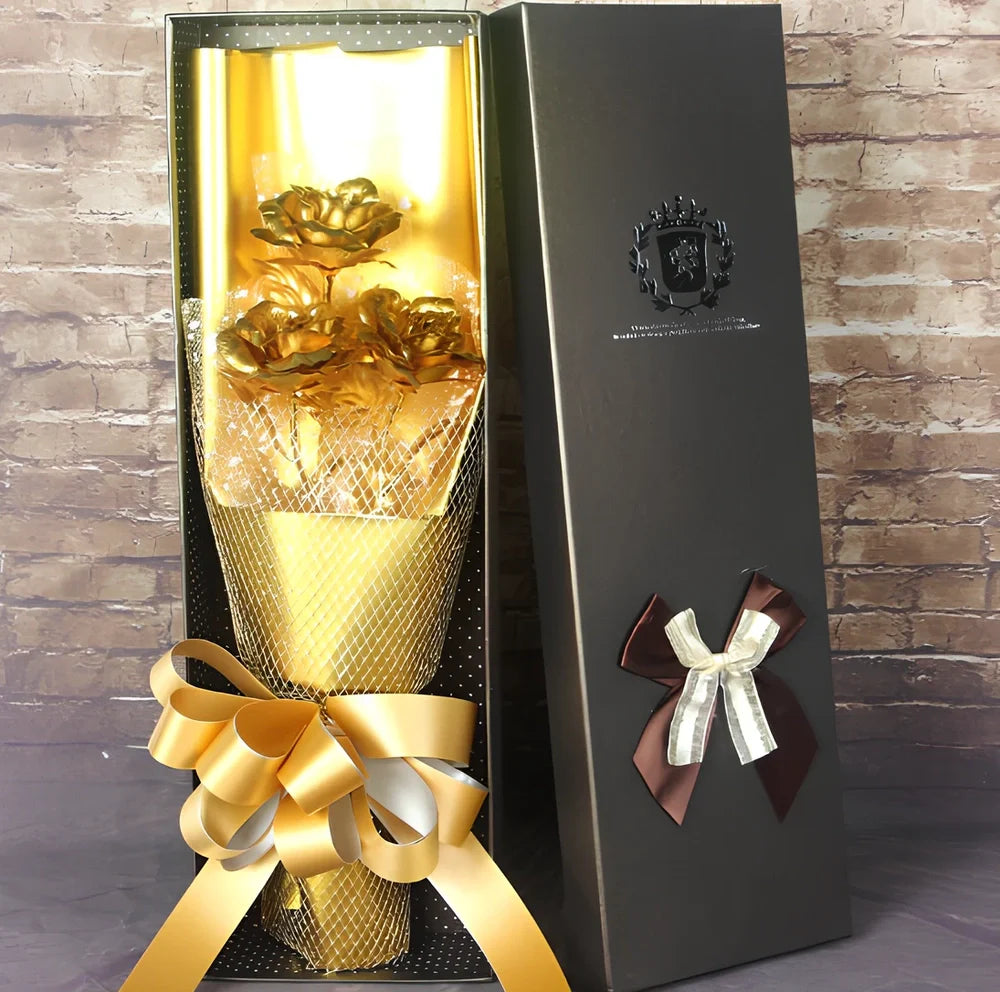 24K gold foil rose bouquet with 11 preserved flowers measuring 45cm tall