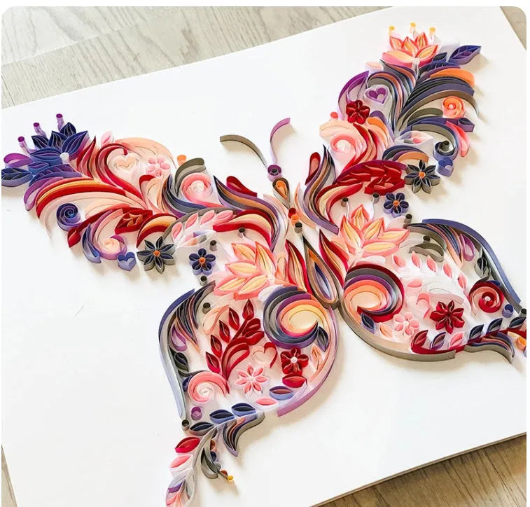20 inch butterfly quilling illustration material pack with tools for handmade paper wall ornament
