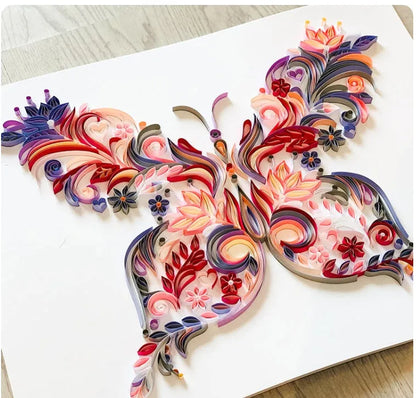 20 inch butterfly quilling illustration material pack with tools for handmade paper wall ornament