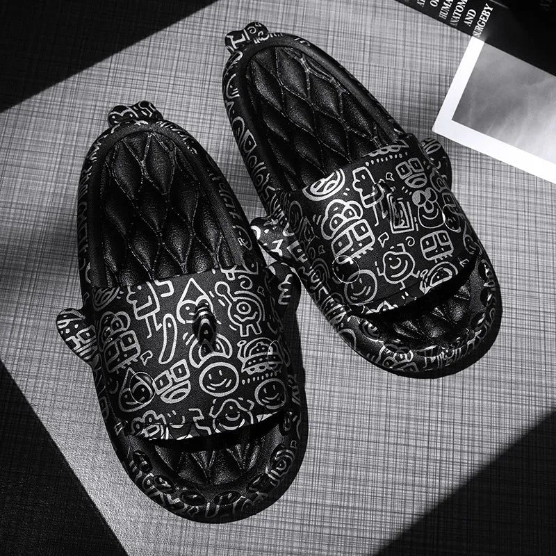 Shark-themed home slippers in EVA material, open-toe design, available in sizes 36-45 and multiple colours