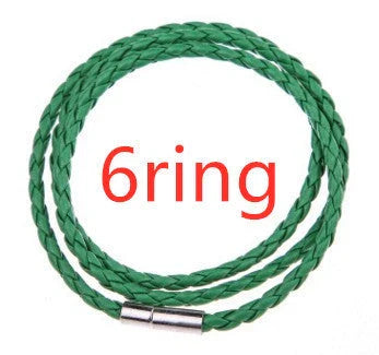 Personalized men's braided leather bracelet with stainless steel beads and custom name charm