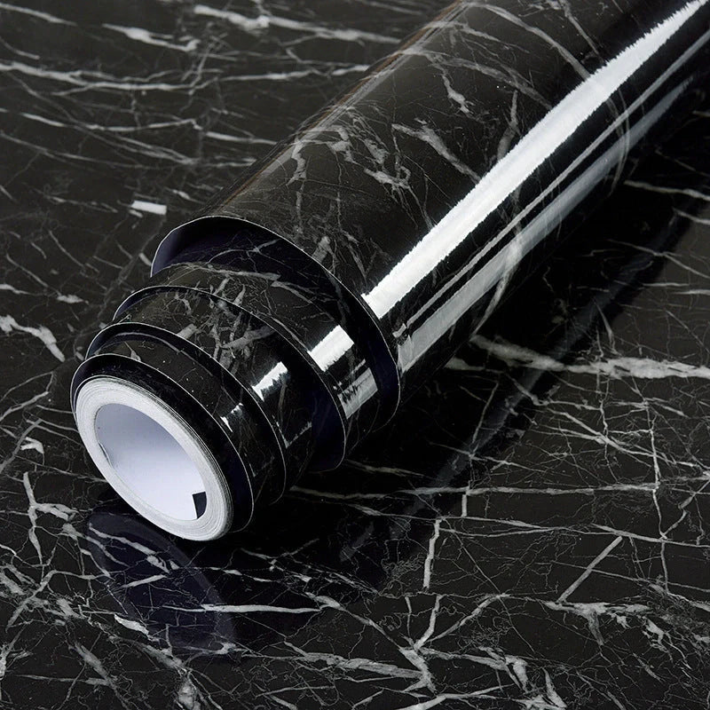 Premium peel-and-stick marble-look wall panels in various colors and sizes for kitchen and bathroom renovations