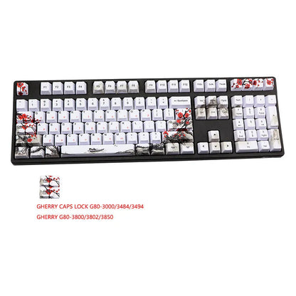 PBT Wangjiang Plum blossom mechanical keyboard keycap set with 109 keys at OEM height