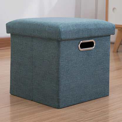 25cm cube storage stool in cotton linen fabric with hidden compartment and sponge cushioning