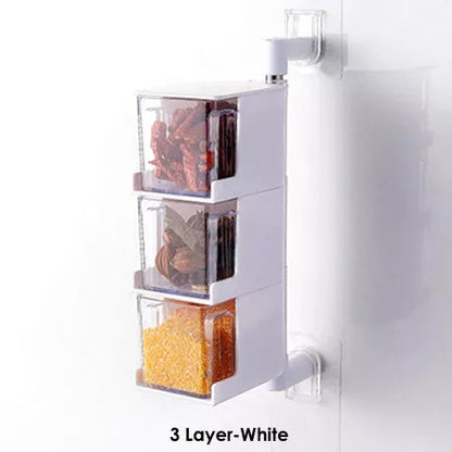 Seasoning box in white, beige, or gray with ABS and stainless steel construction