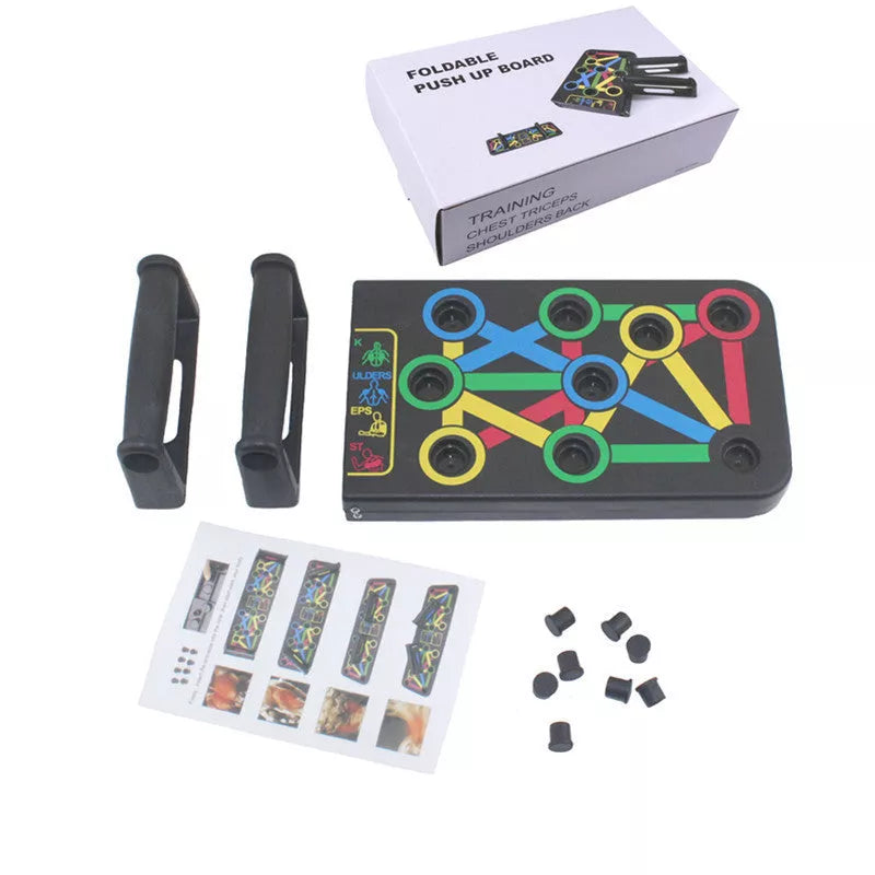 Compact home chest and abdominal muscle training board for men and women, includes handles and non-slip pads