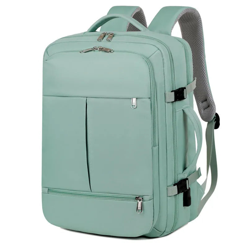 Large waterproof oxford cloth backpack for business travel with multiple pockets and 15.6 inch laptop compartment