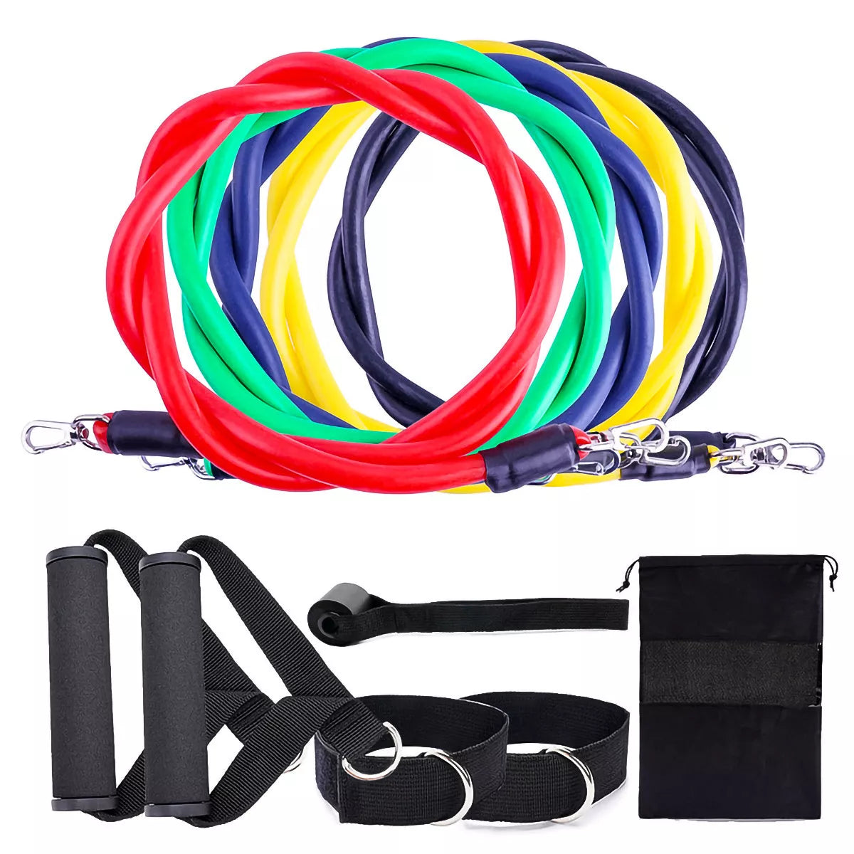Fitness Rally Elastic Rope Resistance Band Set in multiple colors for full-body workouts