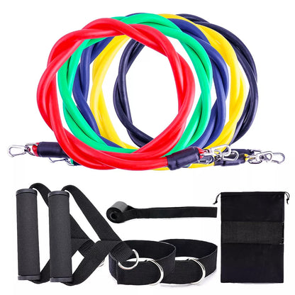 Fitness Rally Elastic Rope Resistance Band Set in multiple colors for full-body workouts