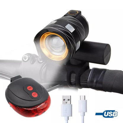 USB rechargeable bicycle headlight with optional taillights for night safety