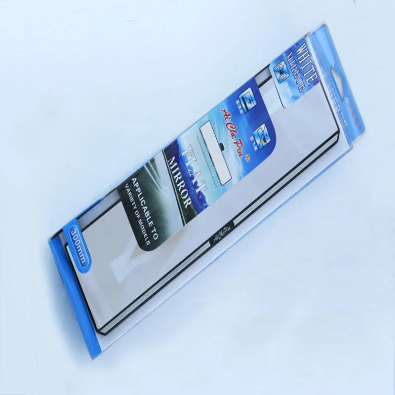 White car interior rearview mirror with high definition glass lens and ABS cover, 305 x 80mm