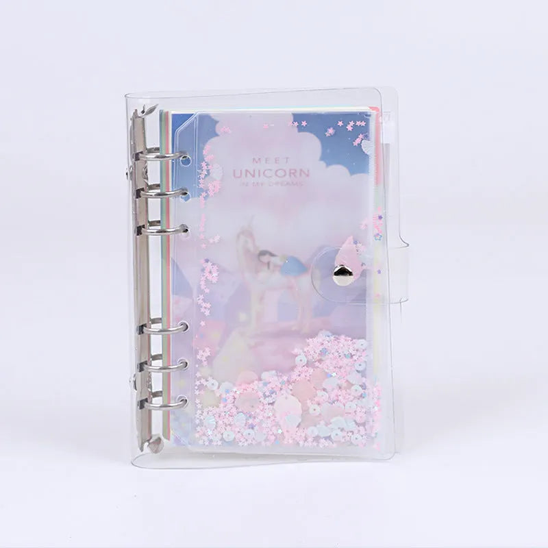 Alice Castle coloured PVC metal binder shell with loose-leaf binding and pull side bag for 96x172mm documents