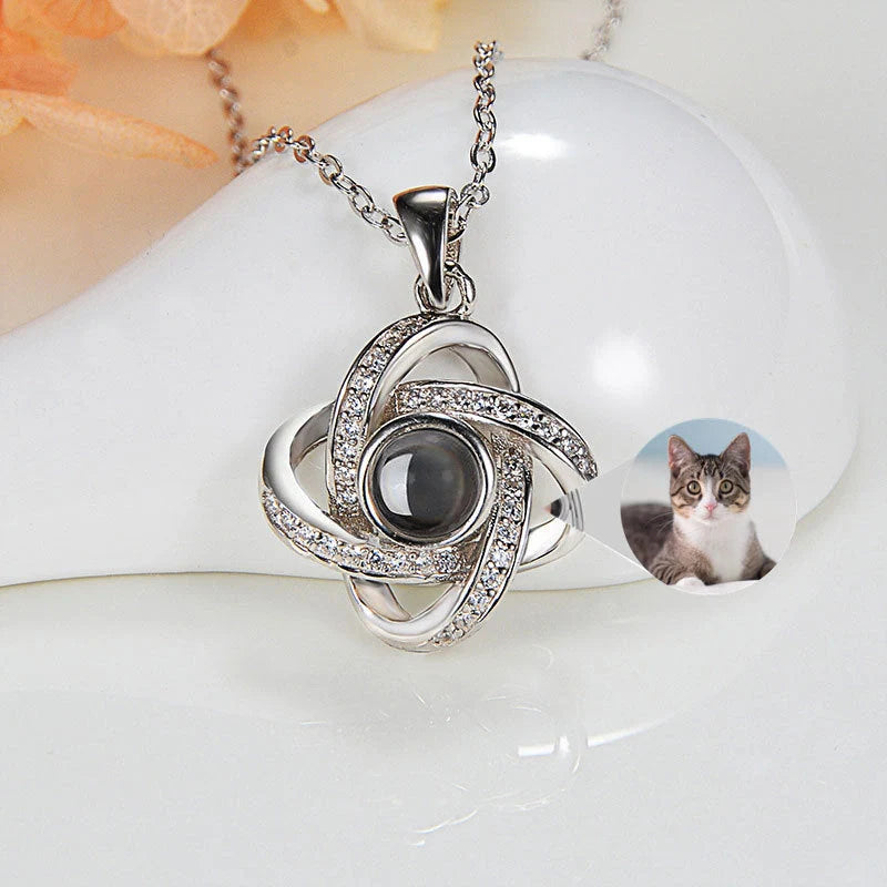 Four-leaf clover diamond necklace with hidden love words projection feature in S925 sterling silver