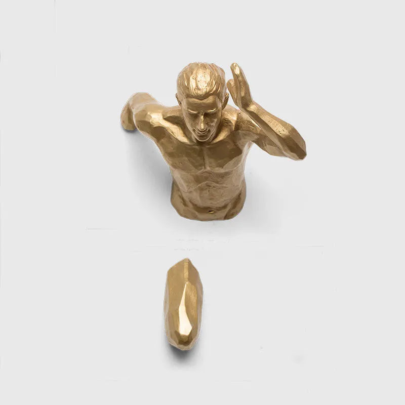Modern resin character wall decoration in metallic finish