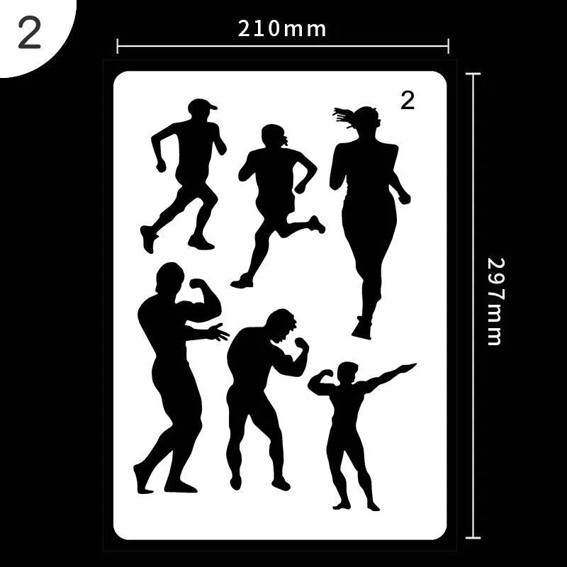 White plastic reusable stencil template with geometric patterns for DIY painting and crafts.