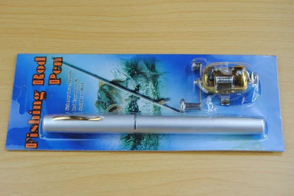 Telescopic drum pen rod fishing gear set for ice fishing in yellow color