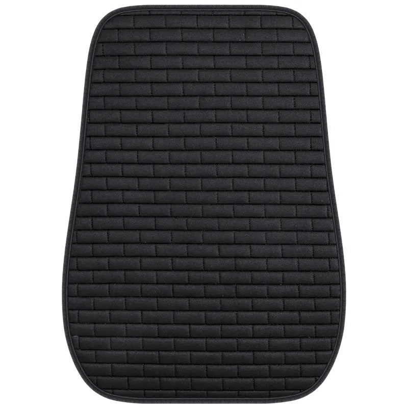 Linen car seat cushion three-piece protective pad with ventilation and sponge filler in black, black and red, grey, brown, or beige
