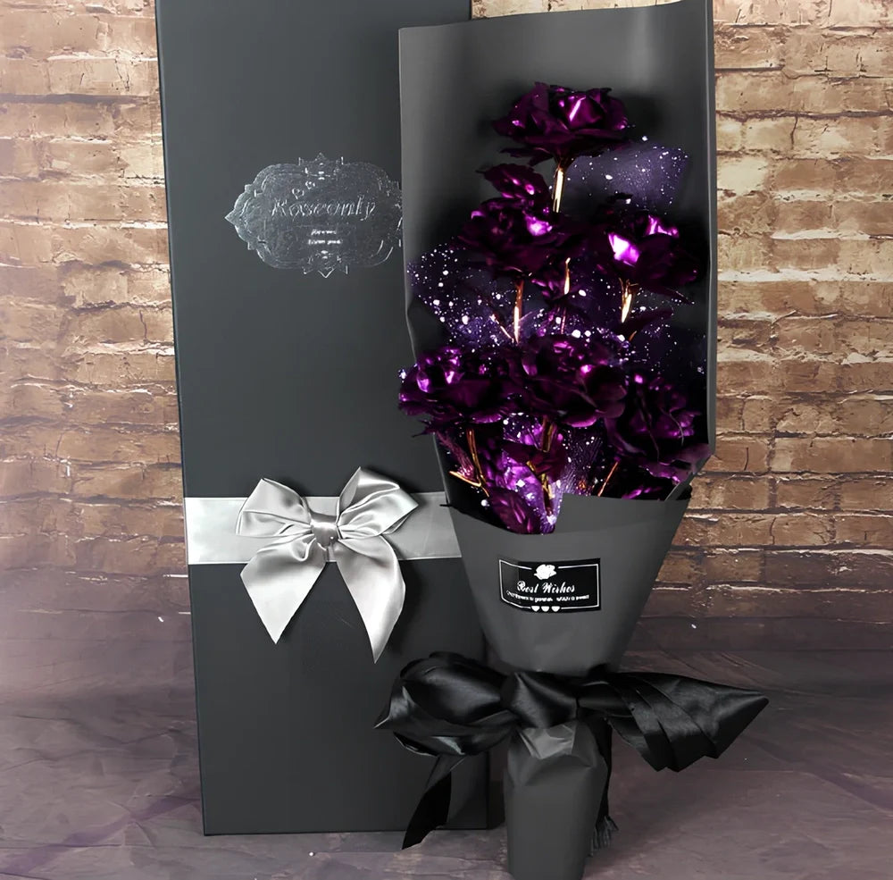 24K gold foil rose bouquet with 11 preserved flowers measuring 45cm tall