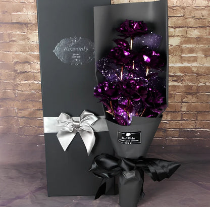 24K gold foil rose bouquet with 11 preserved flowers measuring 45cm tall