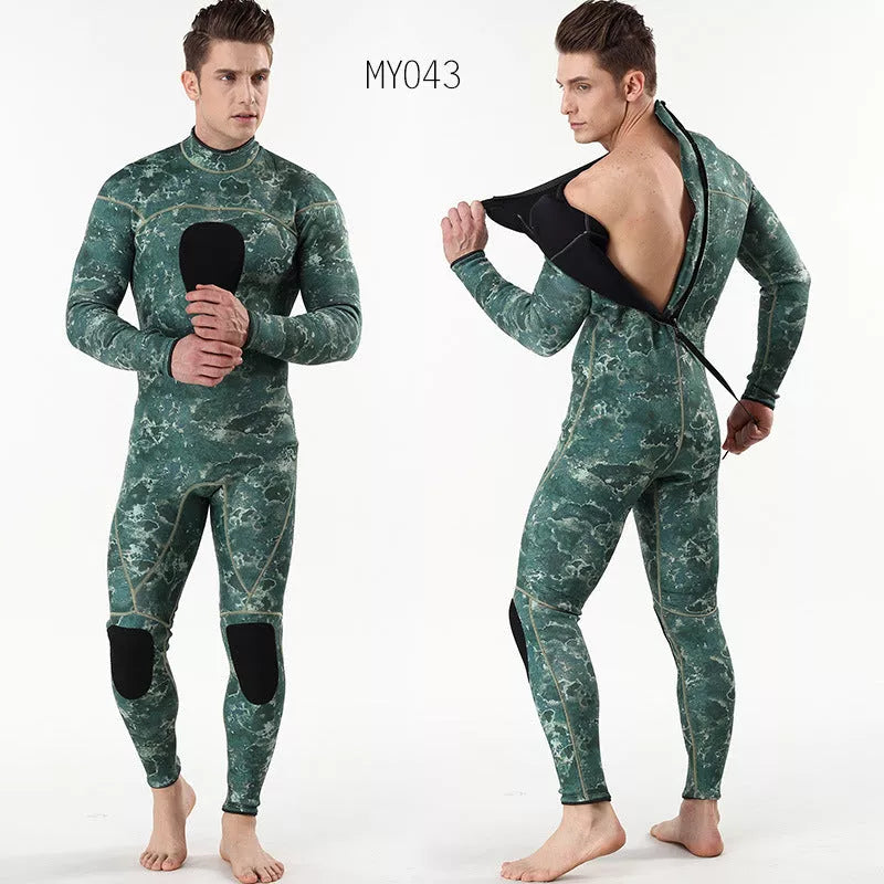 Men's 3MM neoprene diving suit with camouflage pattern for cold water diving