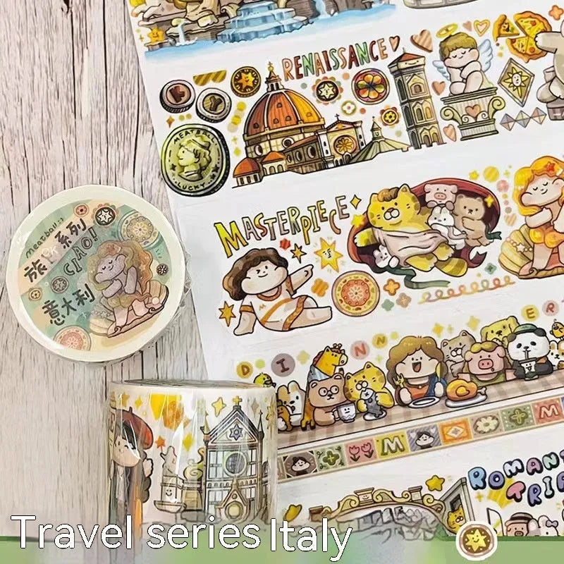 Haemorrhoid tape packaging stickers with cute cartoon characters on Japanese paper, 42 style options