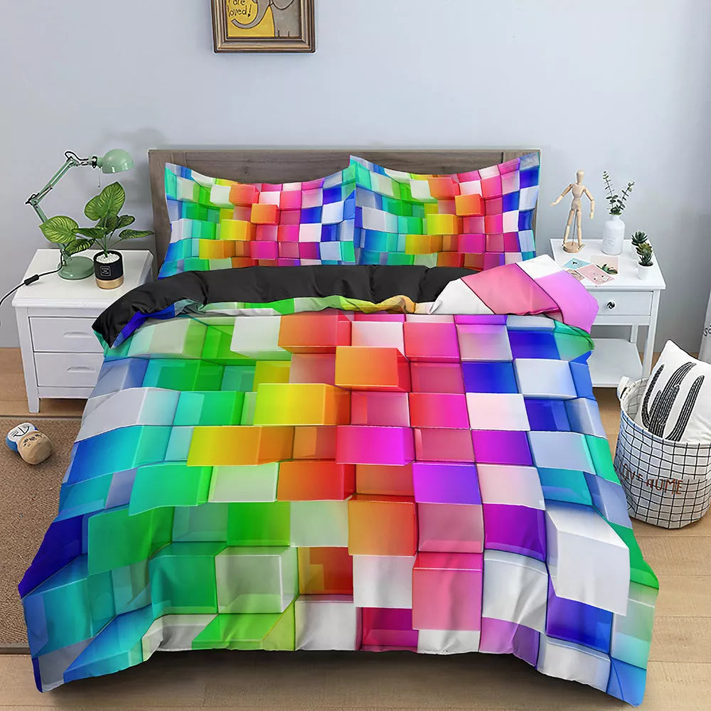 Nordic style 3D digital printing bedding set with vibrant, fade-resistant designs