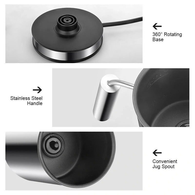 Stainless-steel electric milk frother for coffee and cappuccino