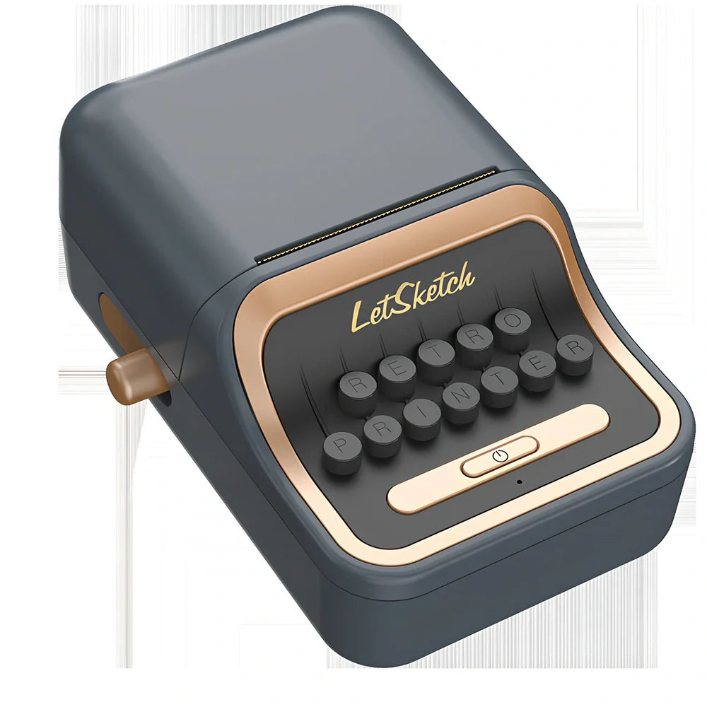 Portable thermal Bluetooth label printer measuring 135x92x60mm with included adhesive label rolls